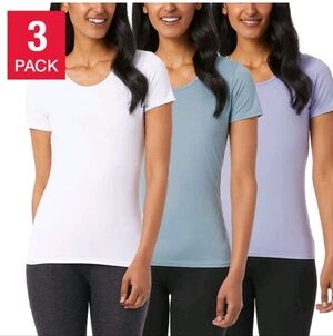 32 Degrees Cool Womens Tees Scoop Neck 3 Pack Short Sleeve Size Large Mutli NIB